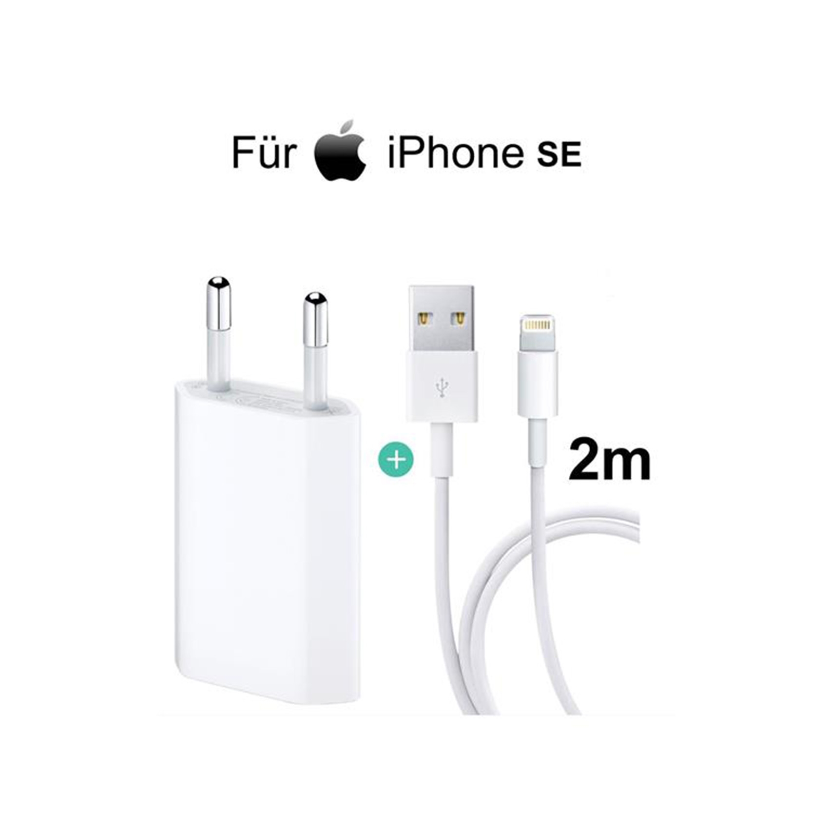 iPhone SE USB Ladegerät Netzteil 5W + Lightning Ladekabel 2m